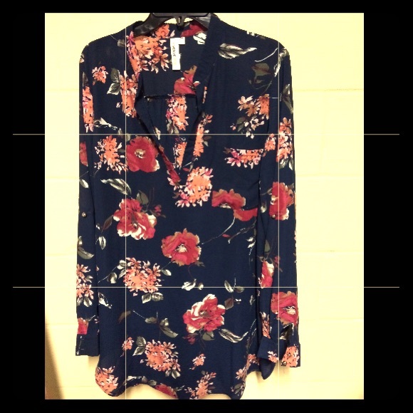 LARA Tops - Lara Fashion Women's Top Plus Size 3X Navy Floral